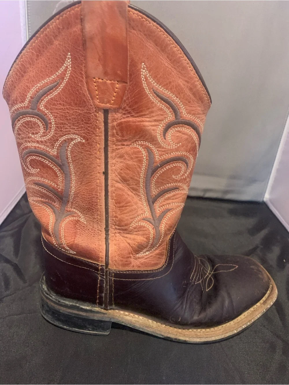 Old West Brown and Tan Kid’s ( Unisex ) Western Cowboy Boots